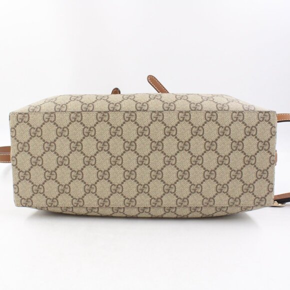 NWD Gucci GG Emblem Small Tote Bag in Beige & Dark Brown with Removable Straps - Picture 7 of 13
